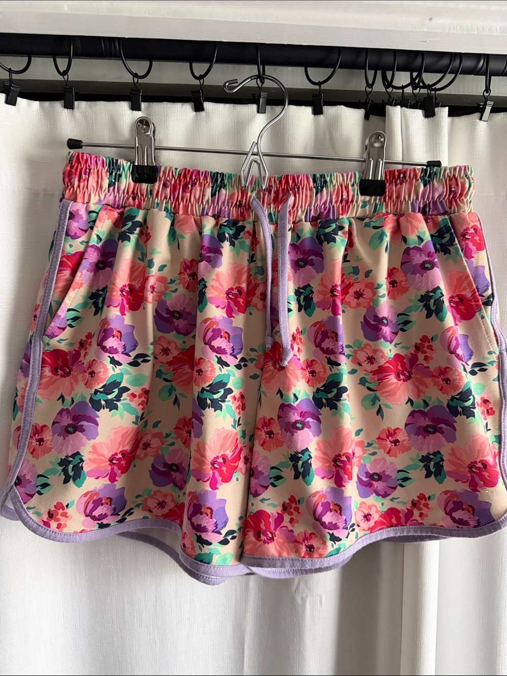 Jess Lea Floral Drawstring Women’s Shorts - Pink & Purple